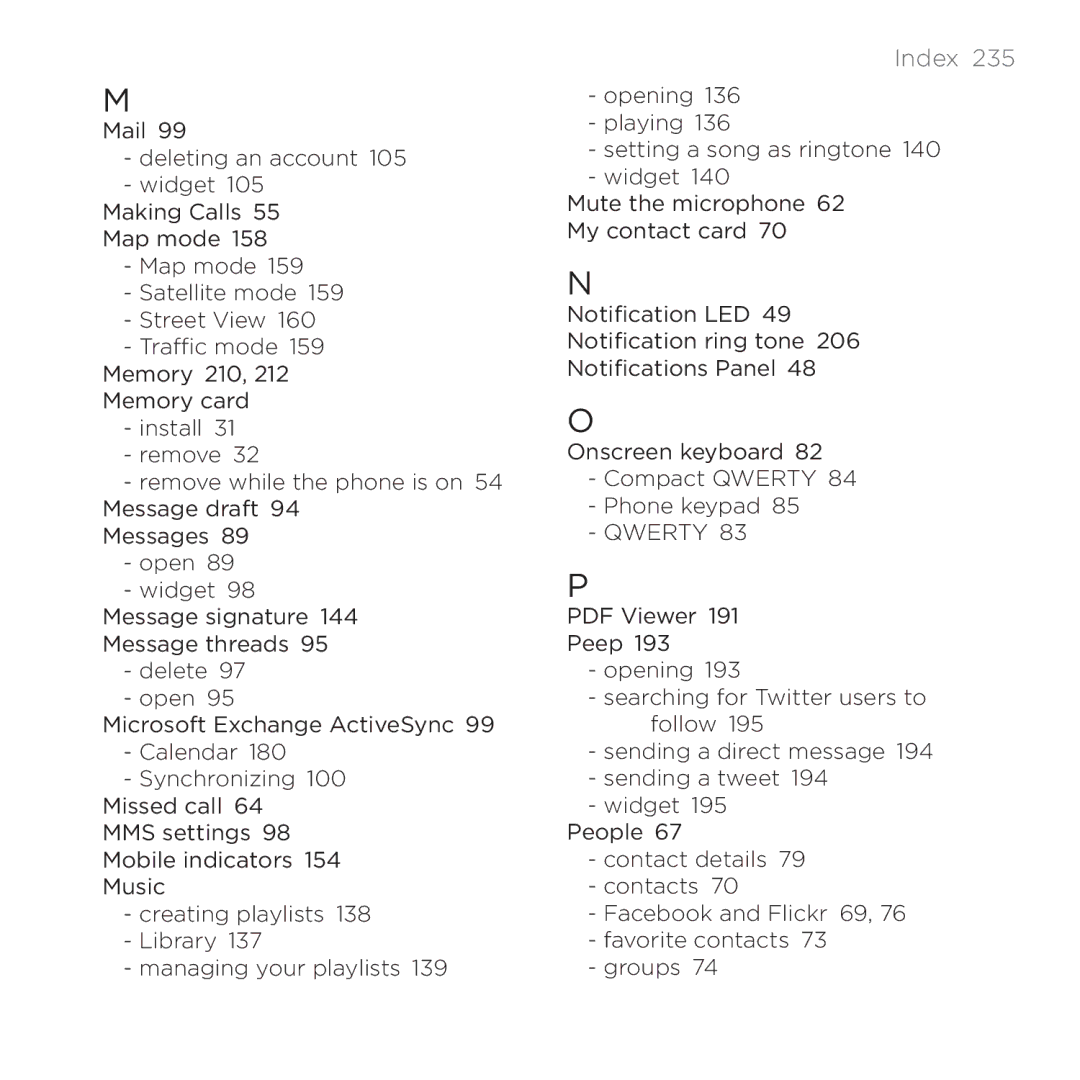 HTC PB00100 user manual Opening  